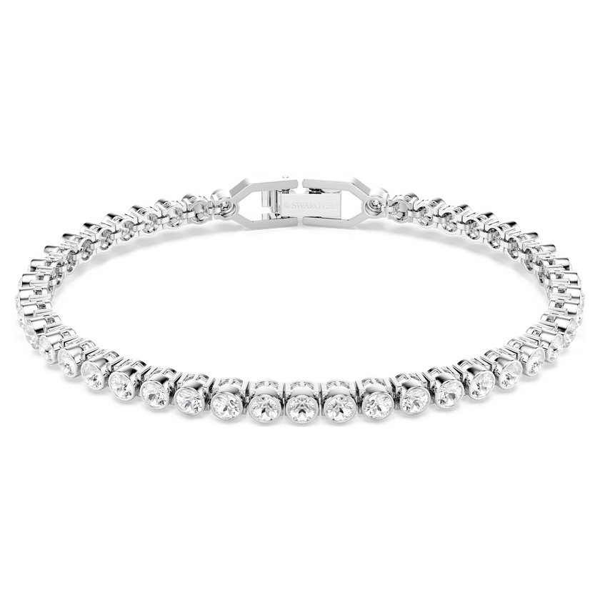 swarovski imber emily tennis bracelet  round cut  white  rhodium plated