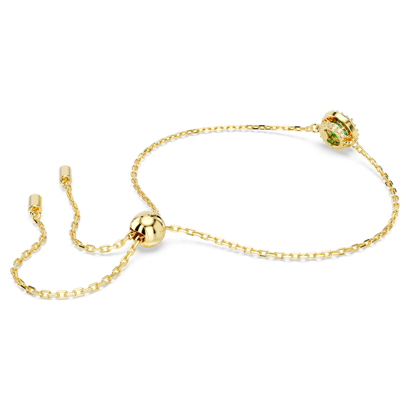 swarovski una angelic bracelet  round cut  pav   green  gold tone plated