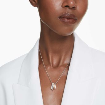 swarovski hyperbola pendant  mixed cuts  white  mixed metal finish