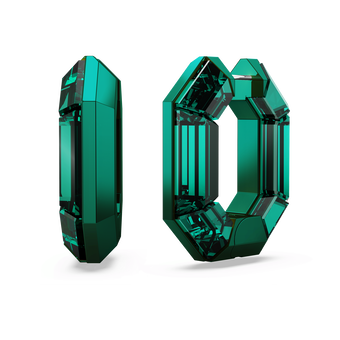 swarovski lucent hoop earrings  octagon shape  small  green