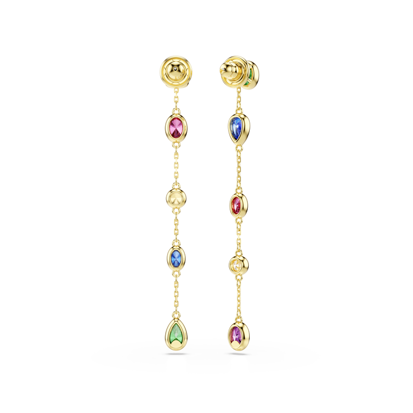 swarovski imber drop earrings  mixed cuts  multicolored  18k gold finish