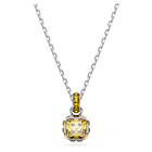 swarovski birthstone pendant  square cut  november  yellow  rhodium plated