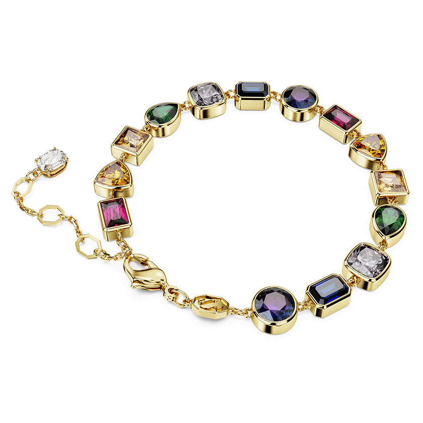 swarovski imber tennis bracelet  mixed cuts  multicolored  gold tone plated