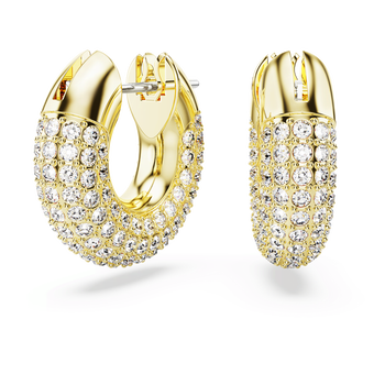 swarovski dextera hoop earrings  small  white  18k gold finish