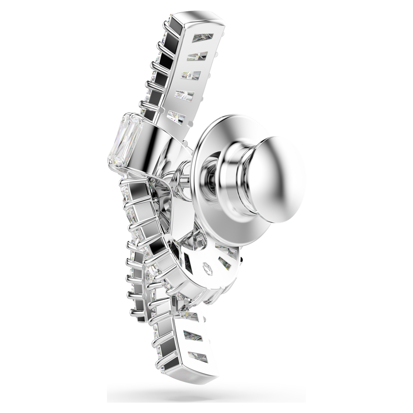 swarovski matrix tack pin  baguette cut  knot  white  rhodium plated