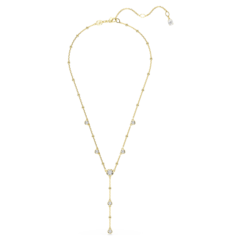 swarovski imber y necklace  round cut  scattered design  white  gold tone plated