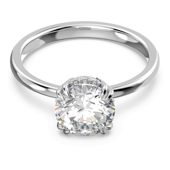 swarovski stilla cocktail ring  round cut  white  rhodium plated