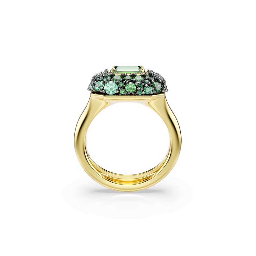 swarovski sublima cocktail ring  octagon cut  green  18k gold finish