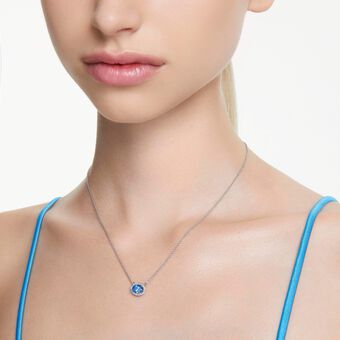 swarovski una angelic necklace  oval cut  blue  rhodium plated