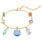 swarovski gema bracelet  mixed cuts  dangling crystals  multicolored  gold tone plated