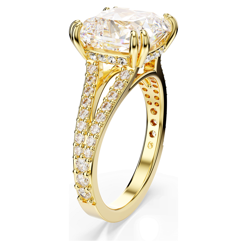 swarovski stilla cocktail ring  square cut  white  gold tone plated