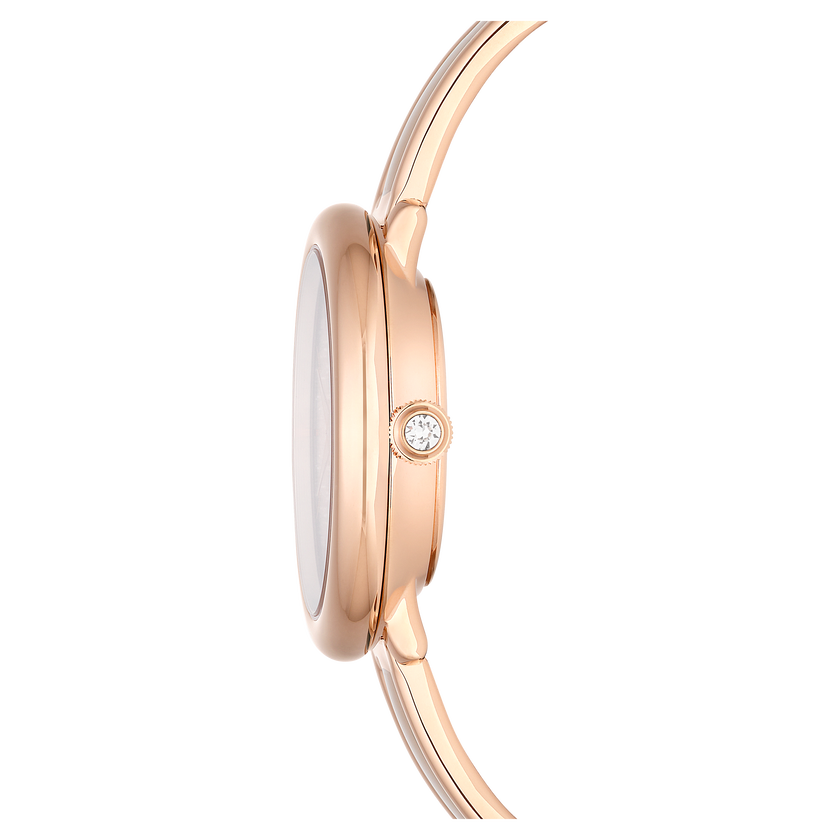swarovski crystalline bangle watch  swiss made  metal bracelet  beige  rose gold tone finish