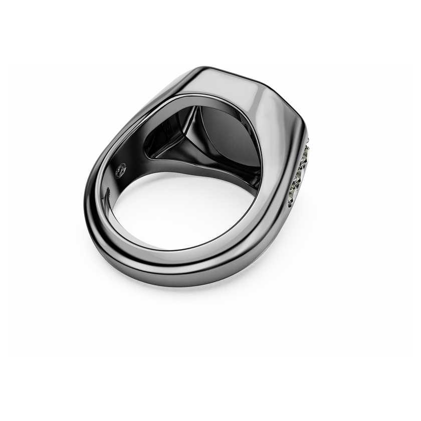swarovski dextera octagon ring  octagon shape  round cut  black  ruthenium plated
