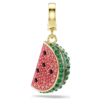 Idyllia charm, Mixed cuts, Watermelon, Multicolored, Gold-tone plated swarovski idyllia charm mixed cuts watermelon multicolored gold tone plated