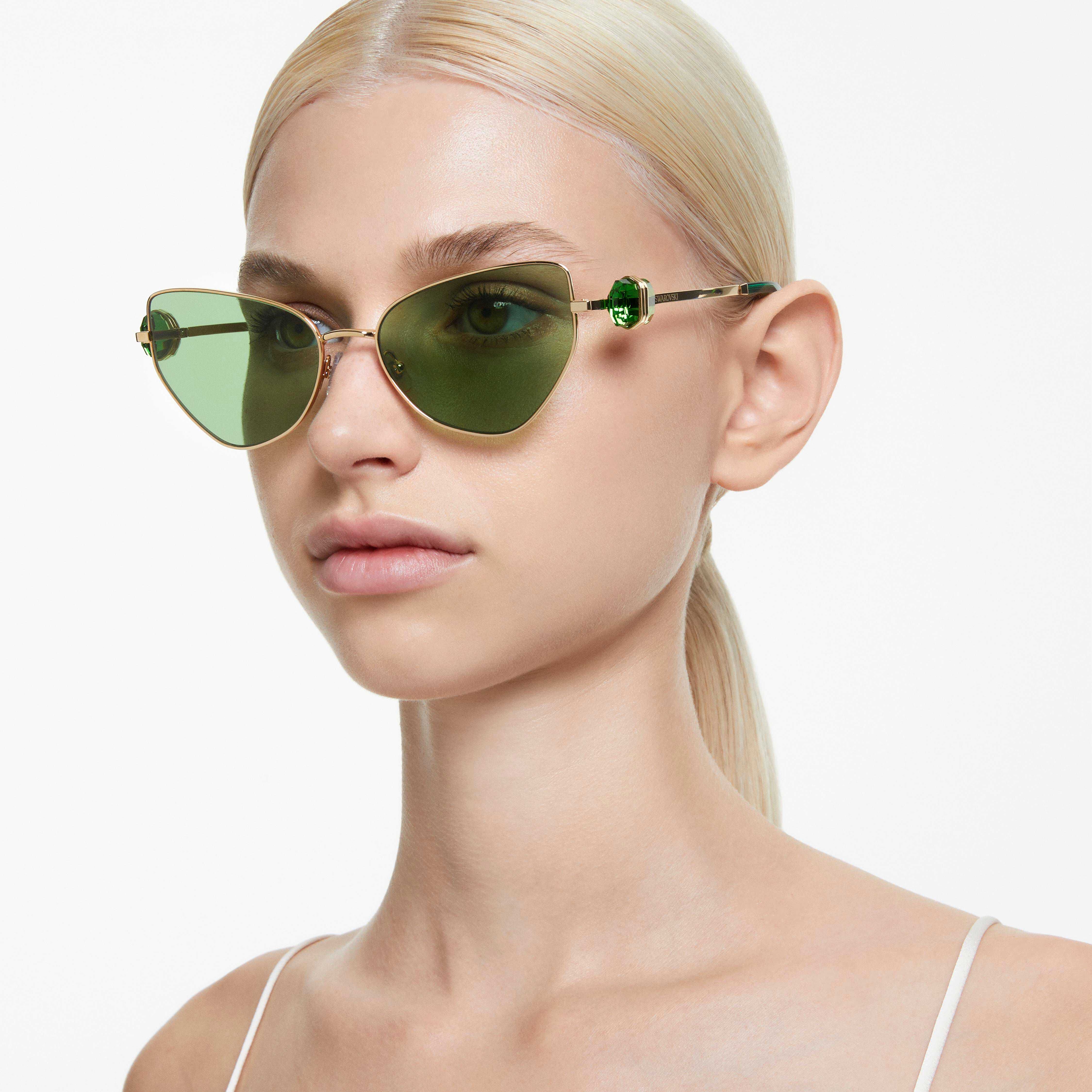 swarovski sunglasses  cat eye shape  sk7003el  green