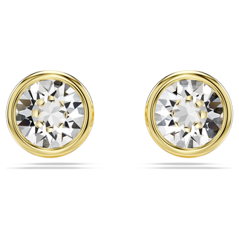 swarovski imber stud earrings  round cut  white  18k gold finish