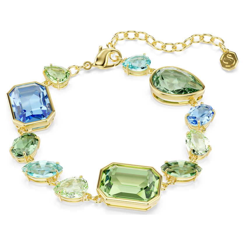 swarovski gema bracelet  mixed cuts  multicolored  gold tone plated