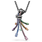 swarovski matrix pendant and brooch  mixed cuts  bouquet  multicolored  ruthenium plated