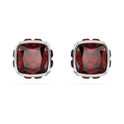 swarovski birthstone stud earrings  square cut  january  red  rhodium plated