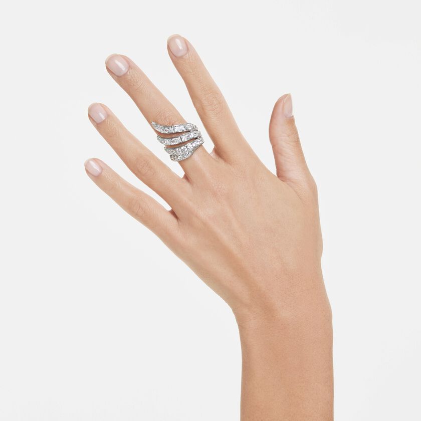 swarovski vienna cocktail ring  mixed cuts  swan  white  rhodium plated
