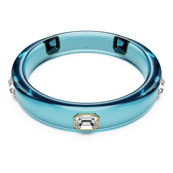 swarovski dulcis bangle  octagon cut  blue  gold tone plated