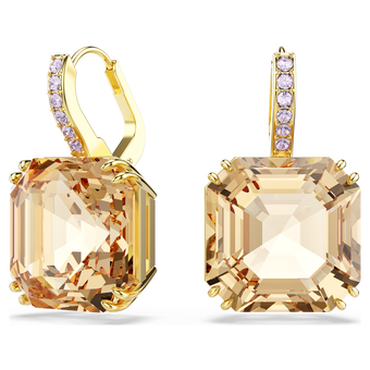 swarovski millenia drop earrings  mixed cuts  caramel  18k gold finish