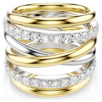 swarovski hyperbola cocktail ring  round cut  white  mixed metal finish