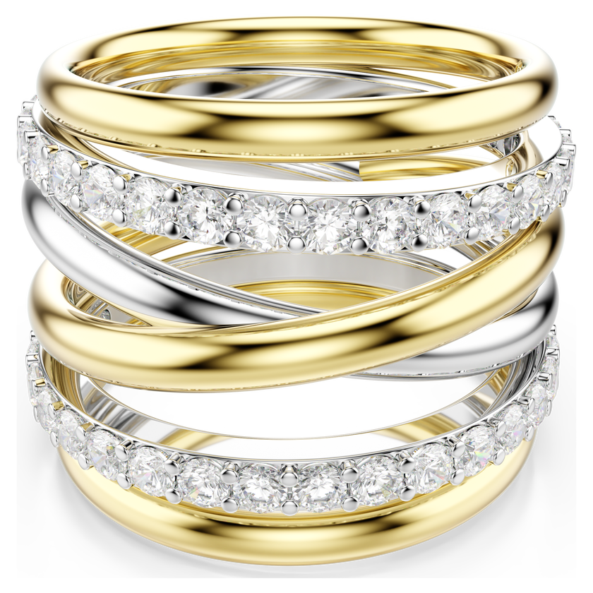 swarovski hyperbola cocktail ring  round cut  white  mixed metal finish