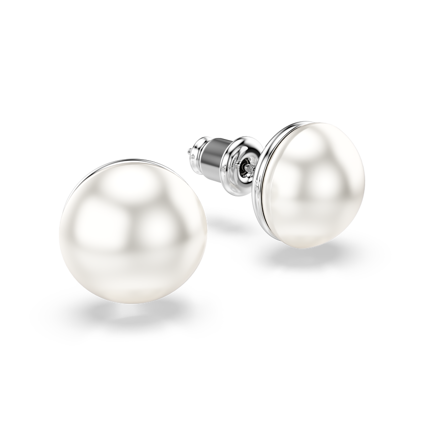 swarovski matrix stud earrings  crystal pearl  white  rhodium plated