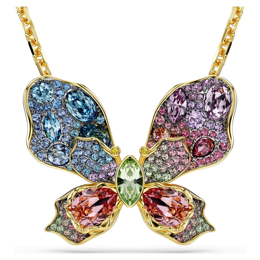 swarovski idyllia pendant and brooch  mixed cuts  pav   butterfly  multicolored  mixed metal finish