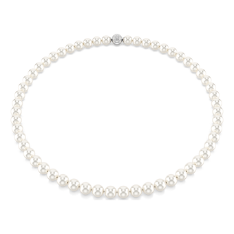 swarovski matrix necklace  crystal pearl  white  rhodium plated