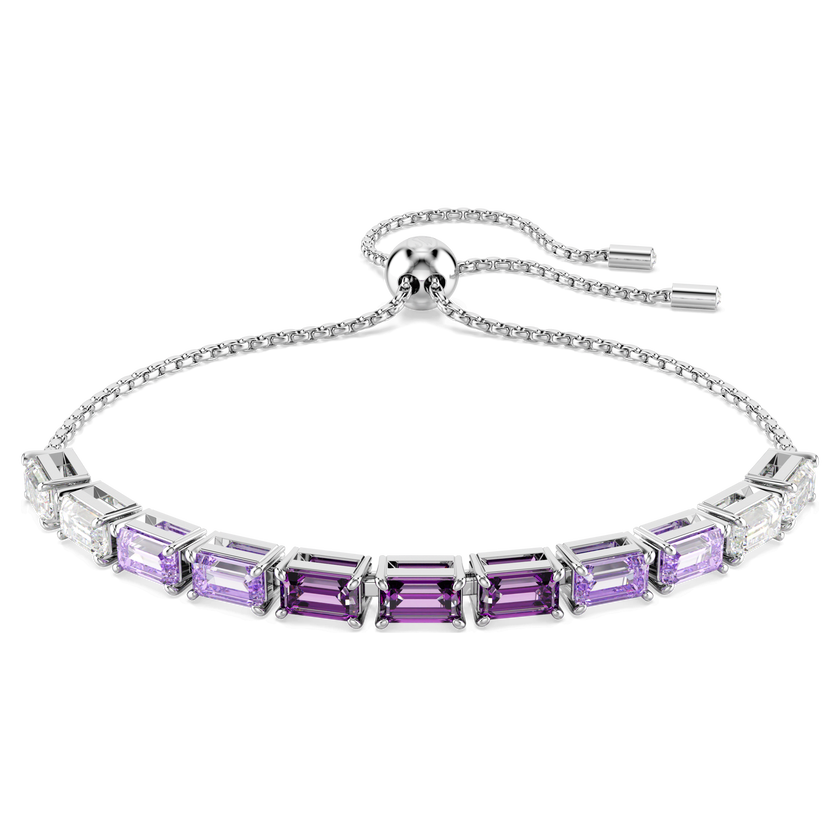 swarovski matrix bracelet  baguette cut  purple  rhodium plated