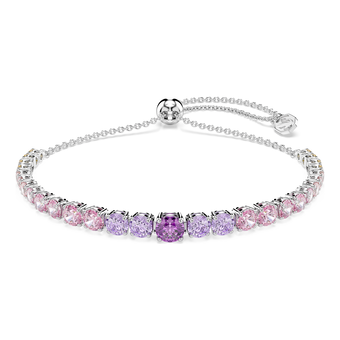 swarovski matrix tennis bracelet  gradient of round cuts  multicolored  rhodium plated