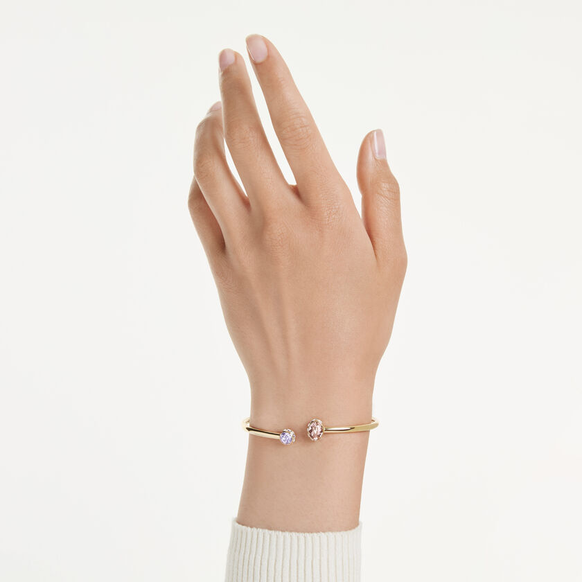 swarovski chroma bangle  mixed cuts  multicolored  18k gold finish