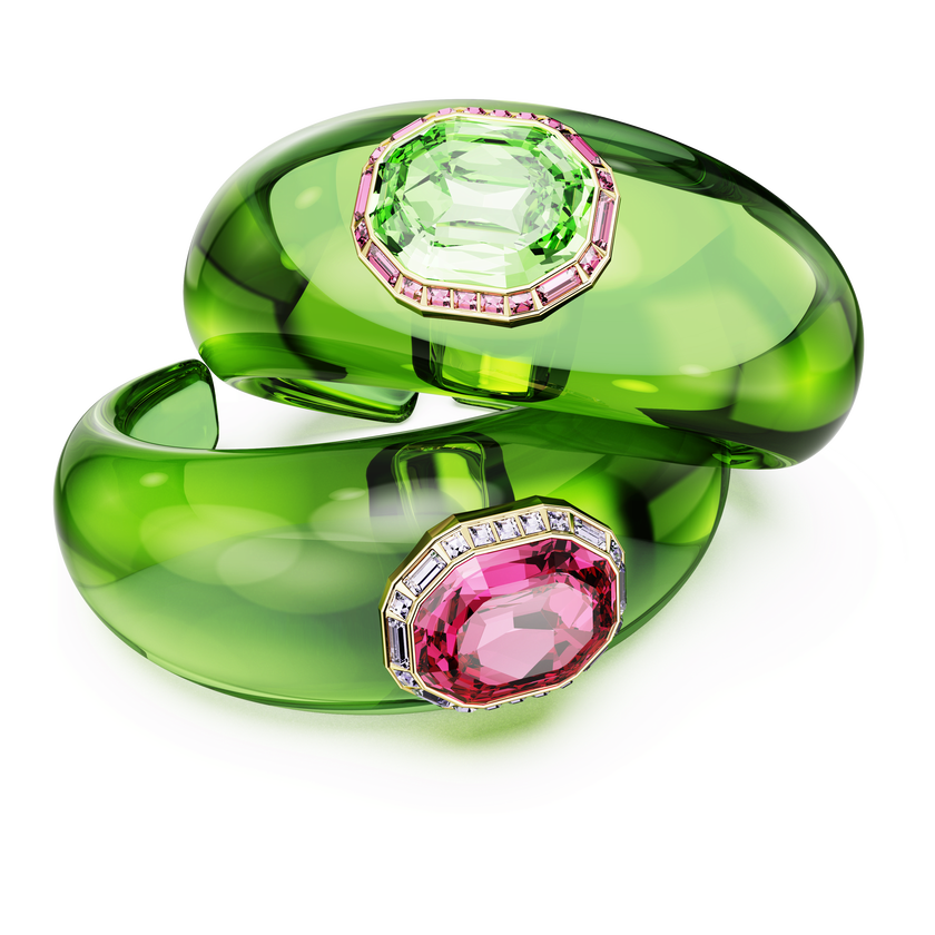 swarovski dulcis cuff  set  2   octagon cut  pav   multicolored  18k gold finish