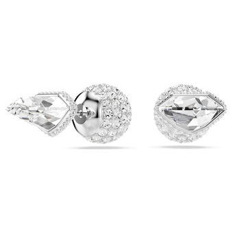 swarovski lucent stud earrings  pav   ball  white  rhodium plated