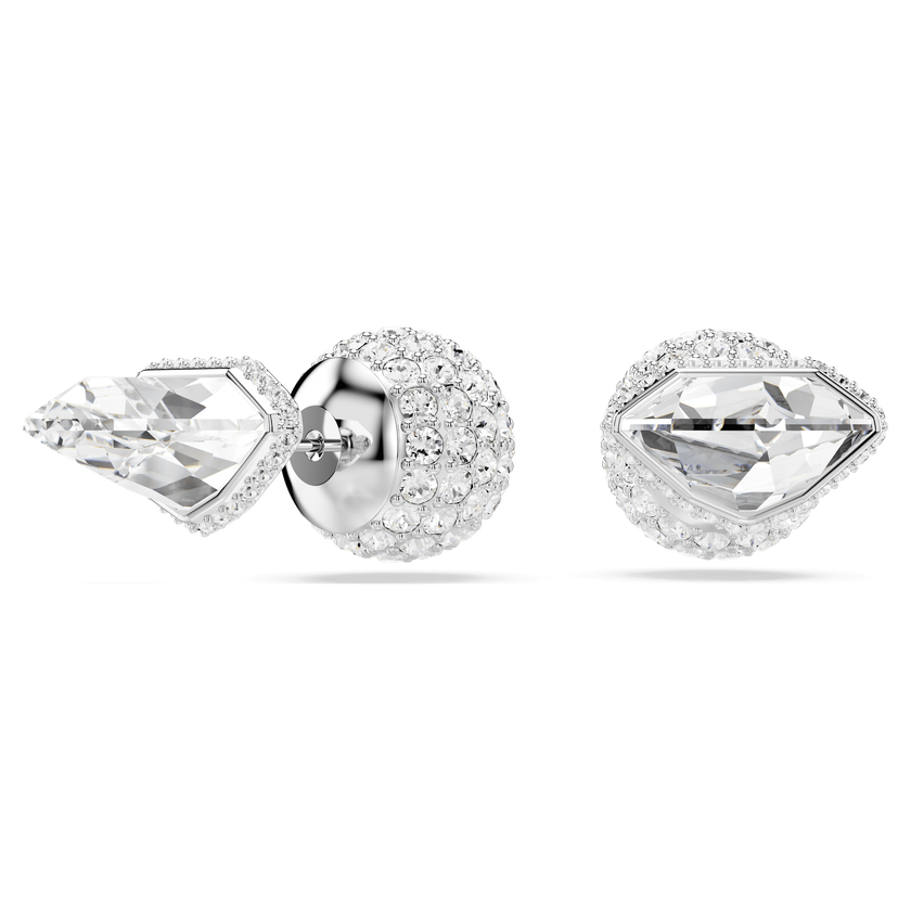 swarovski lucent stud earrings  pav   ball  white  rhodium plated
