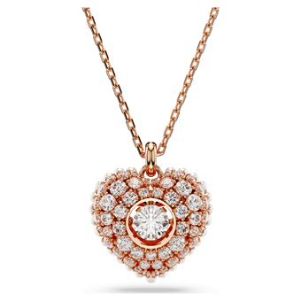 swarovski idyllia pendant  crystal pearl  heart  white  rose gold tone plated