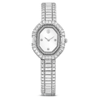 swarovski matrix octagon watch  baguette cut  metal bracelet  silver tone  stainless steel