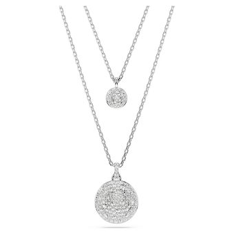 swarovski sublima layered pendant  white  rhodium plated