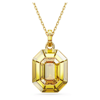 swarovski lucent pendant  octagon shape  yellow  gold tone plated