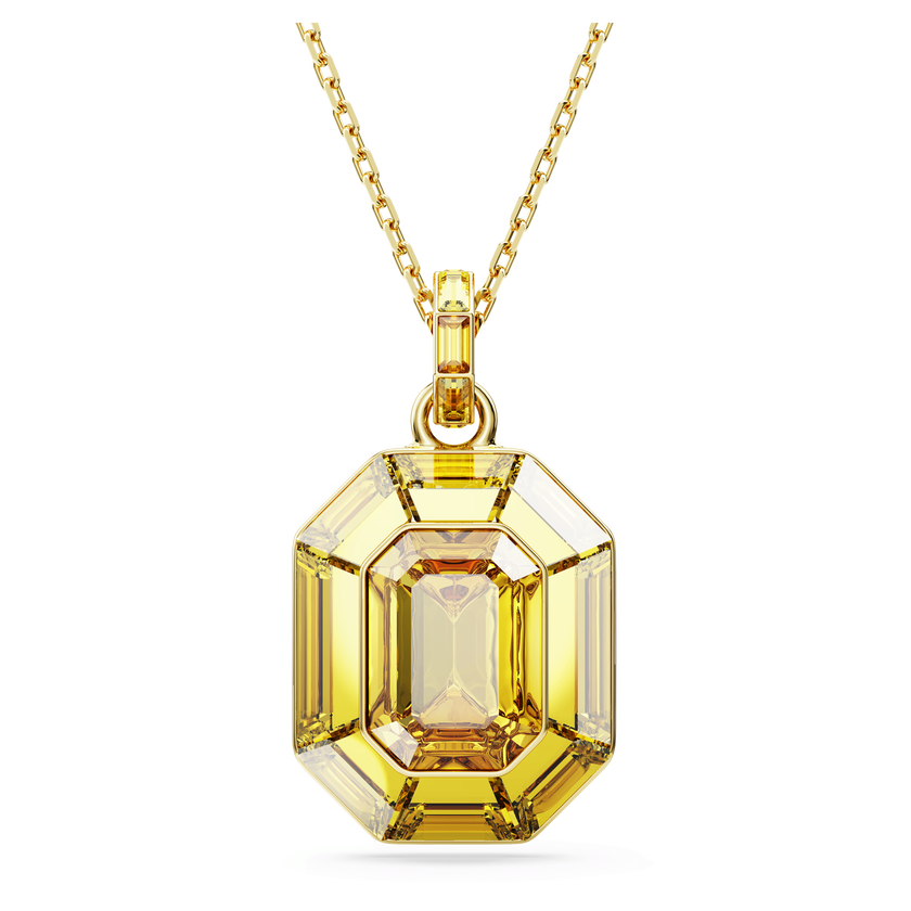 swarovski lucent pendant  octagon shape  yellow  gold tone plated