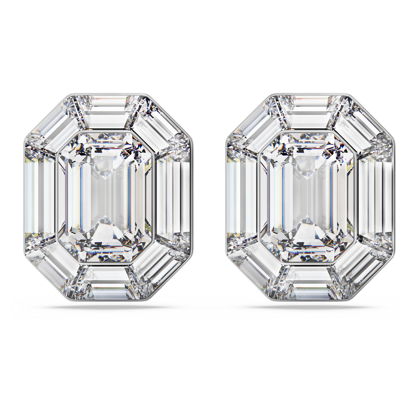 swarovski lucent clip earrings  octagon cut  white