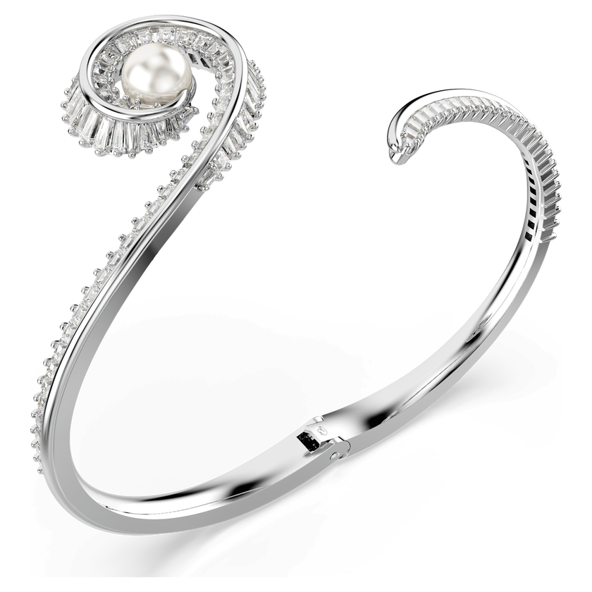 ariana grande x swarovski bangle  crystal pearl  baguette cut  white  rhodium plated