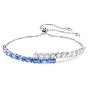 swarovski matrix bracelet  mixed cuts  blue  rhodium plated