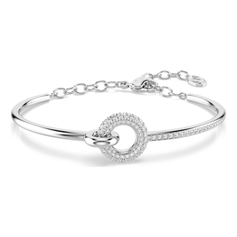 swarovski dextera bangle  round cut  white  rhodium plated