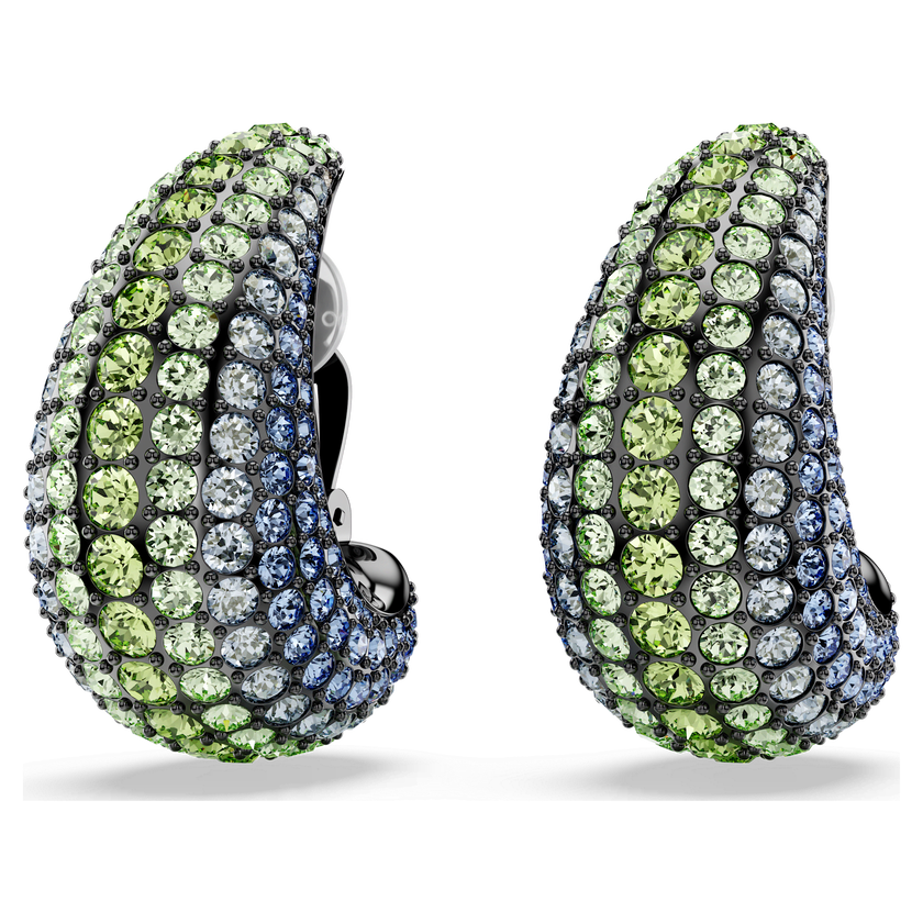 swarovski sublima drop earrings  round cut  small  multicolored  ruthenium plated