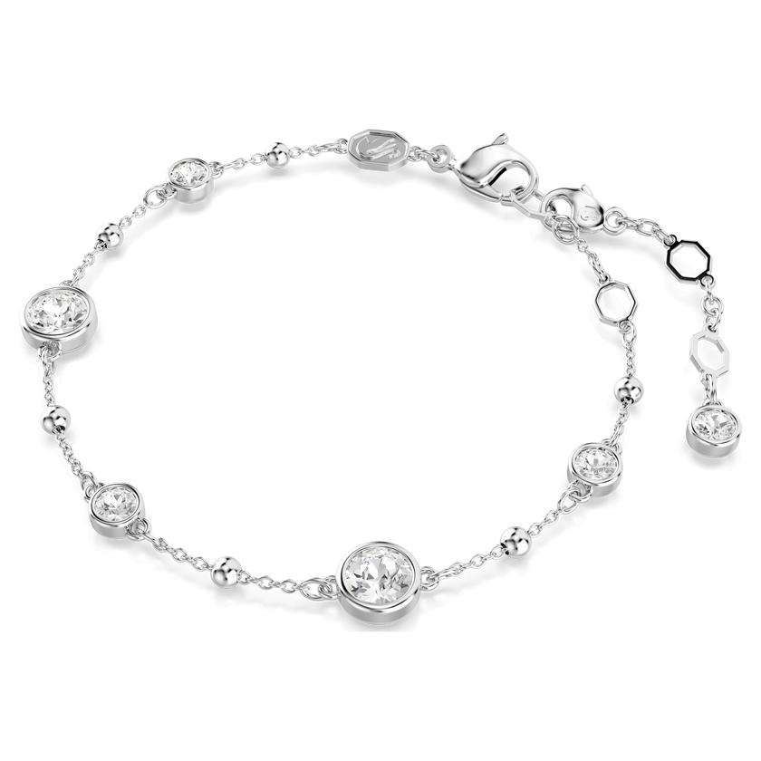 swarovski imber bracelet  round cut  white  rhodium plated