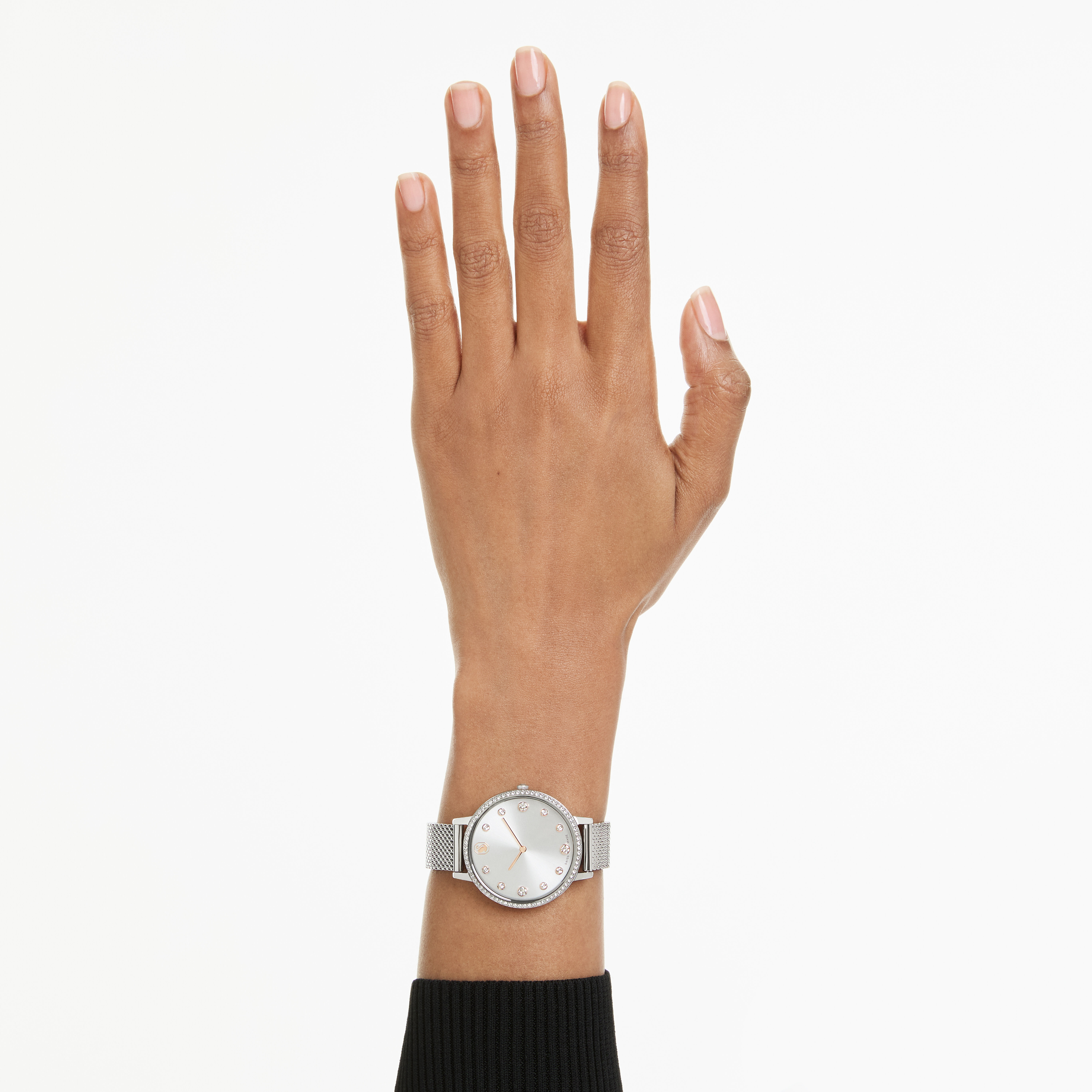 swarovski clarica watch  swiss made  metal bracelet  silver tone  stainless steel