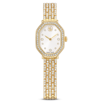 swarovski dextera octagon watch  swiss made  metal bracelet  gold tone  gold tone finish